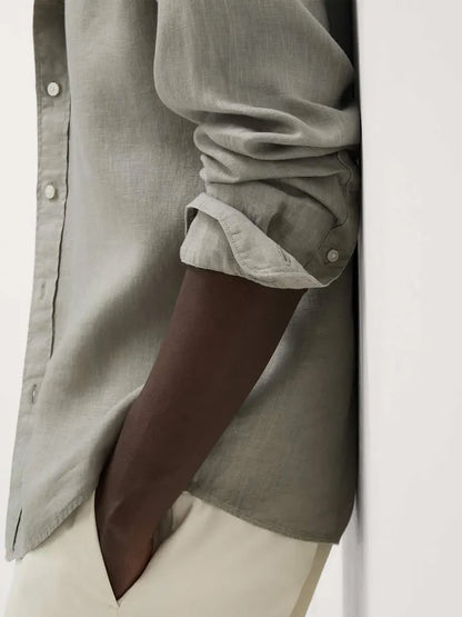 Marks & Spencer Men Solid Spread Collar Linen Casual Shirt