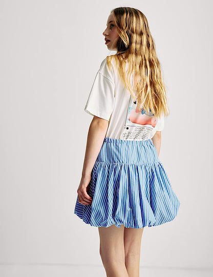 Pure Cotton Printed Puff Ball Skirt