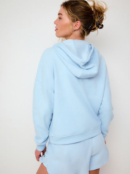 Light Blue Towelling Zip Up Hoodie