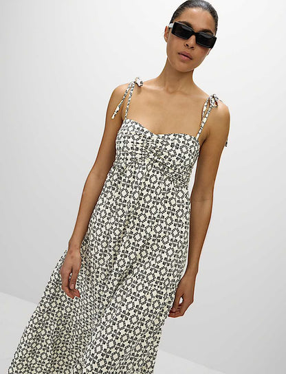Pure Cotton V-Neck Midaxi Beach Dress