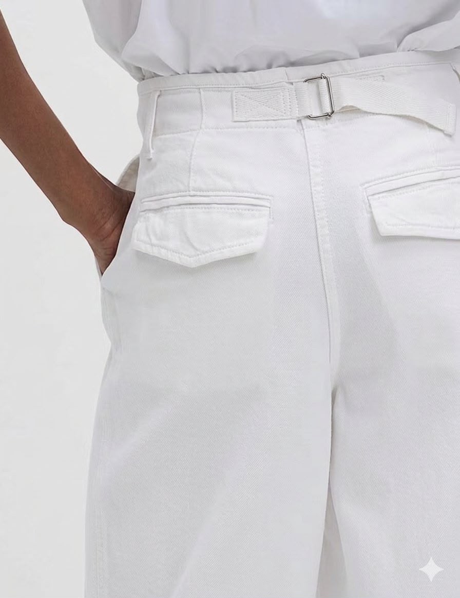 Cotton Rich Slouchy Wide Leg Jeans Trousers - White