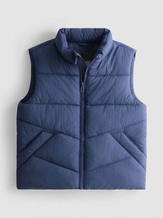 Zip Up Gilet Jacket With Funnel Neck And Slip Pocket
