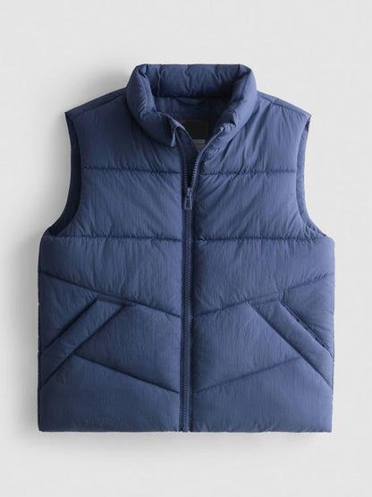 Zip Up Gilet Jacket With Funnel Neck And Slip Pocket