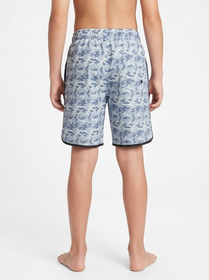 Boys Blue Camo Print Drawstring Short