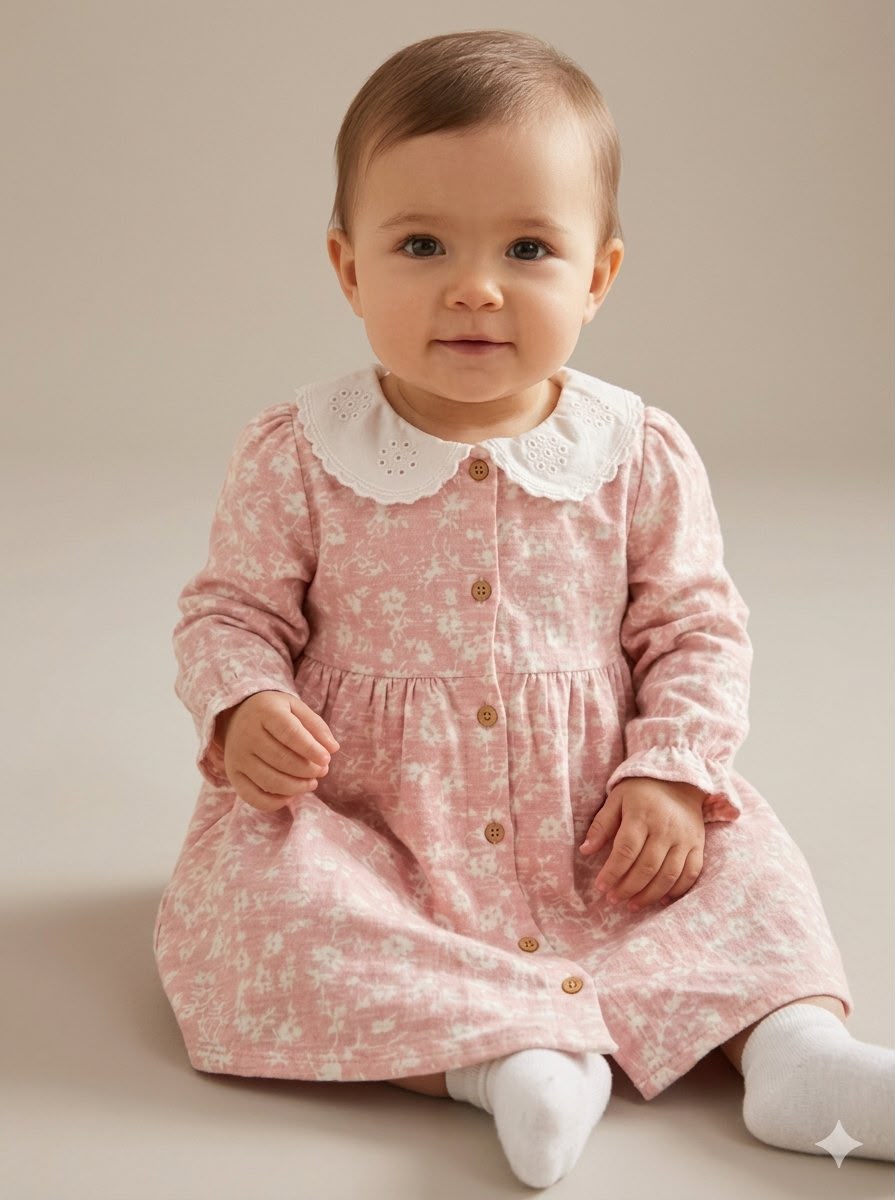 Laura Ashley Baby Girl Long Sleeve Floral Print Dress