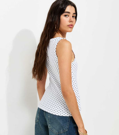 Ribbed Jersey Square Neck White