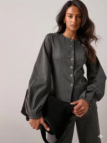 Button Up Long Sleeve Top Co-ord