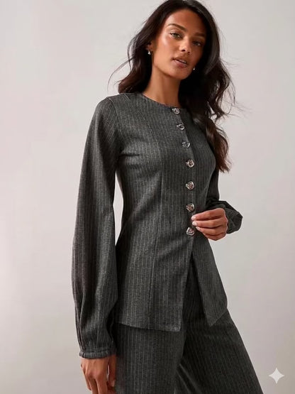Button Up Long Sleeve Top Co-ord