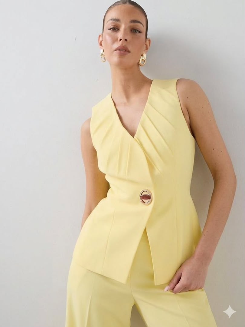 Hardware Detail Waistcoat Yellow