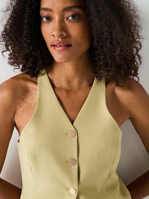 V by Very 90s Neck Waistcoat - Green
