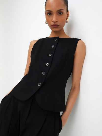 River Island Black Sleeveless High Neck Waistcoat