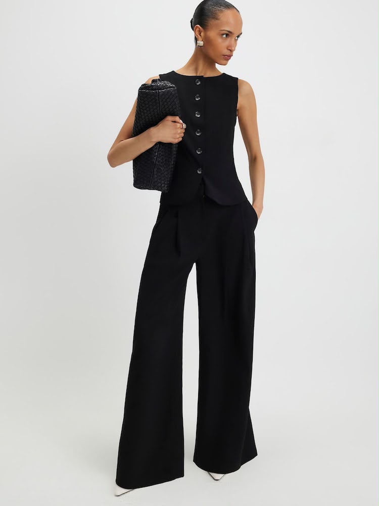 River Island Black Sleeveless High Neck Waistcoat
