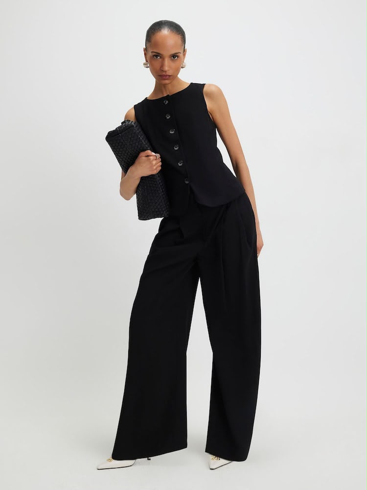 River Island Black Sleeveless High Neck Waistcoat