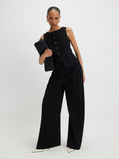 River Island Black Sleeveless High Neck Waistcoat