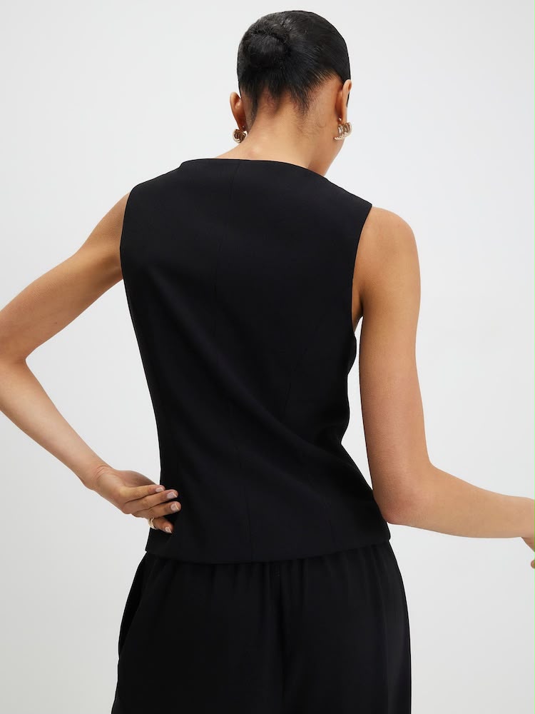 River Island Black Sleeveless High Neck Waistcoat