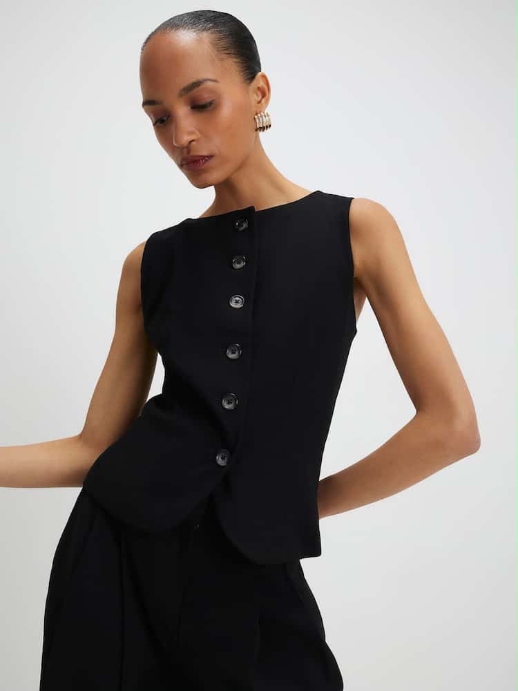 River Island Black Sleeveless High Neck Waistcoat