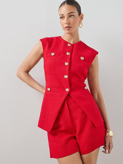 The Very Collection Boucle Waistcoat - Red