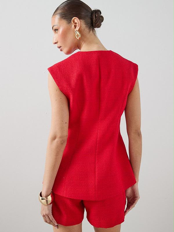 The Very Collection Boucle Waistcoat - Red