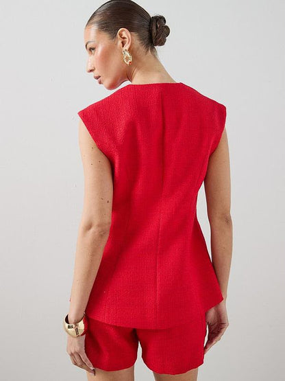 The Very Collection Boucle Waistcoat - Red