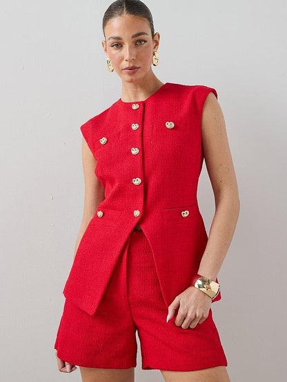 The Very Collection Boucle Waistcoat - Red