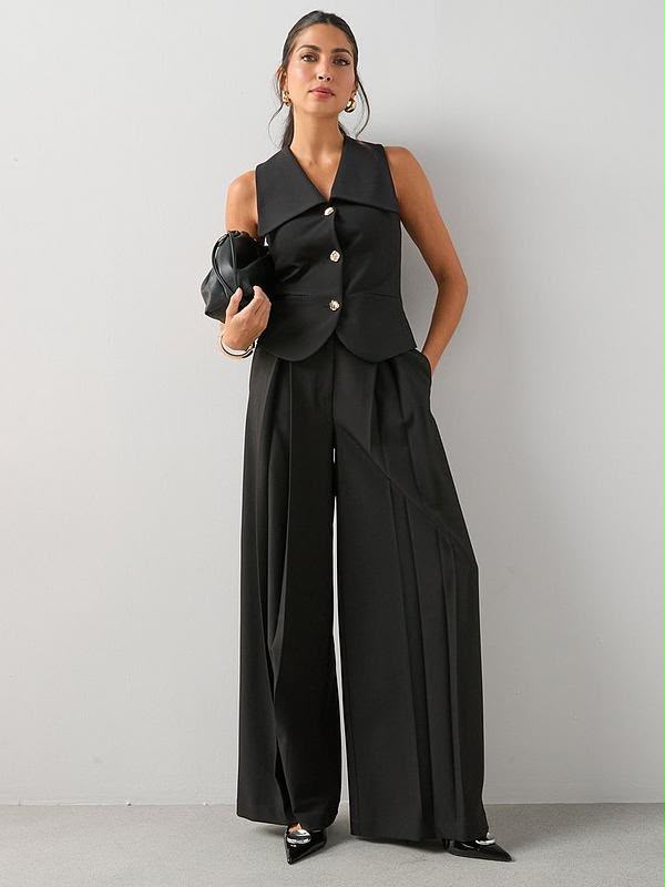 Exaggerated Collar Waistcoat Black