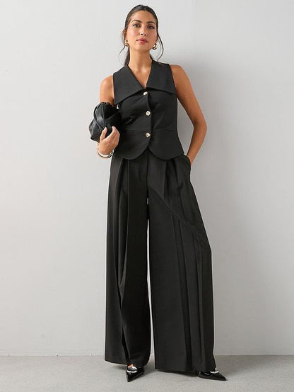 Exaggerated Collar Waistcoat Black