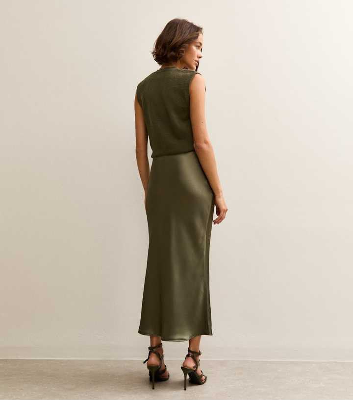 Light Satin Bias Cut Midi Skirt