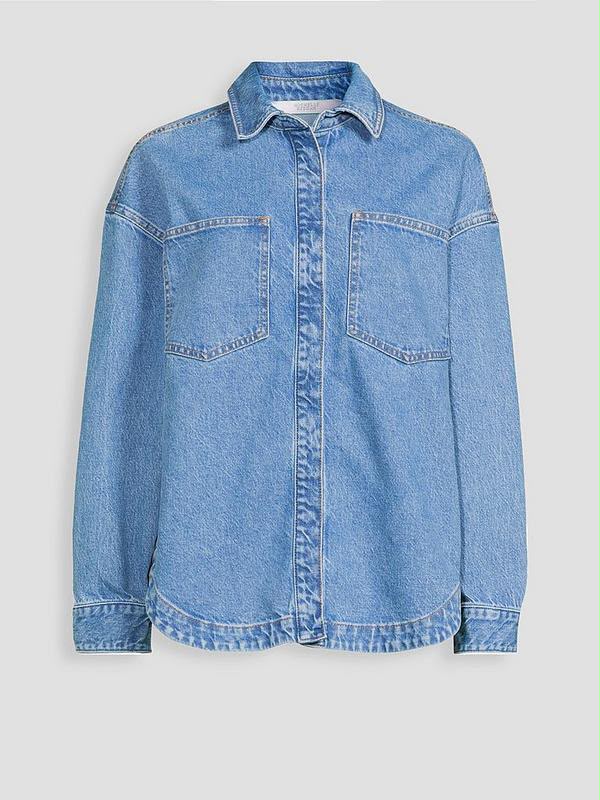 Mid Wash Relaxed Pocket Denim Shirt