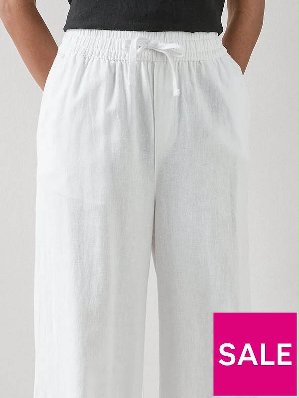 Linen Blend Wide Leg Trouser