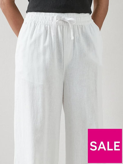 Linen Blend Wide Leg Trouser