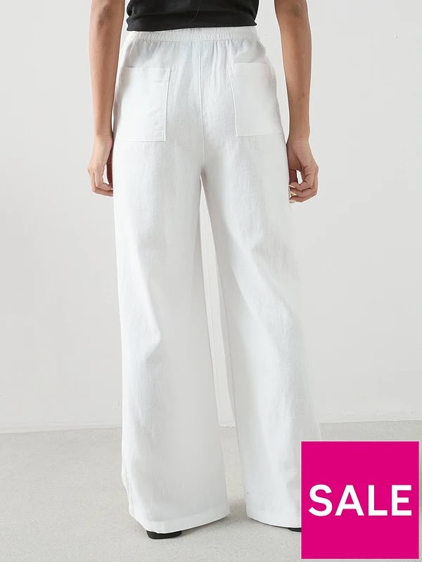 Linen Blend Wide Leg Trouser
