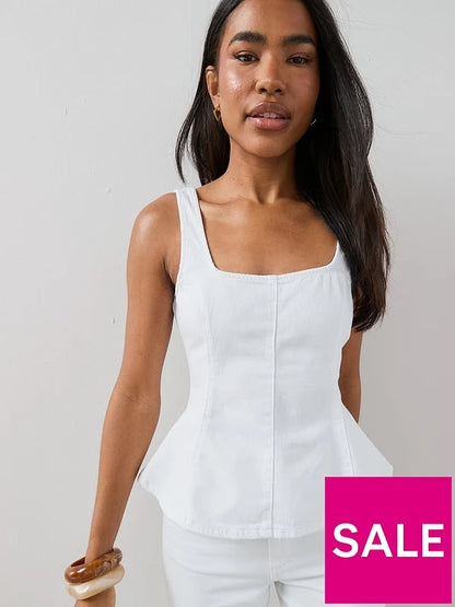 Denim Peplum Co-ord Top