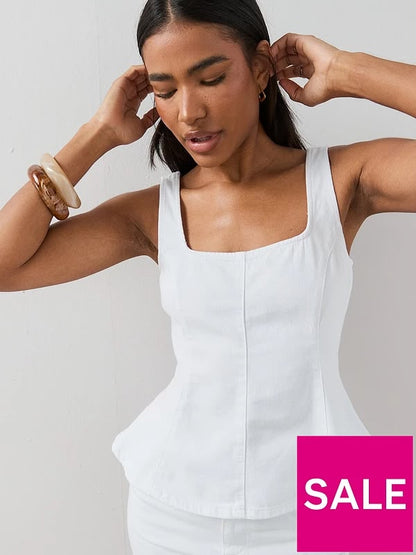 Denim Peplum Co-ord Top