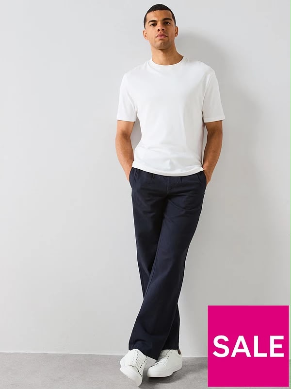 Double Pleat Trouser -Navy