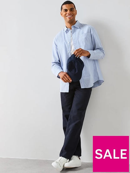 Double Pleat Trouser -Navy