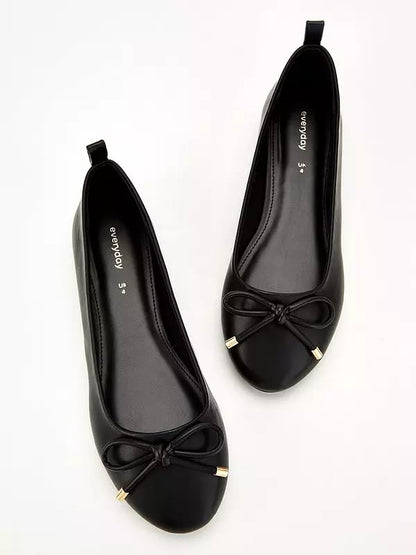 Women's Round Toe Ballerina Pumps Black