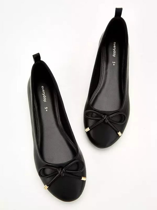 Women's Round Toe Ballerina Pumps Black