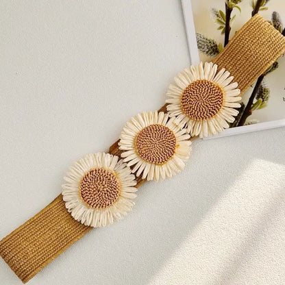 Daisy Raffia Elastic Belt