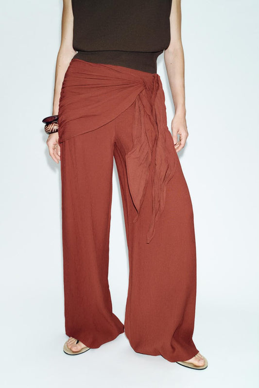 Zara Wide Leg Trouser With Scarf