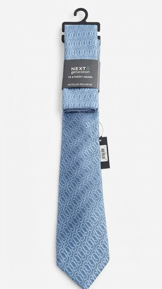 Next Blue Geo Tie and Pocket Square Set