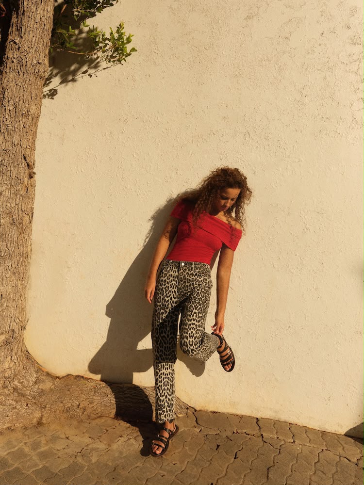 Leopard Print Straight Leg Jeans