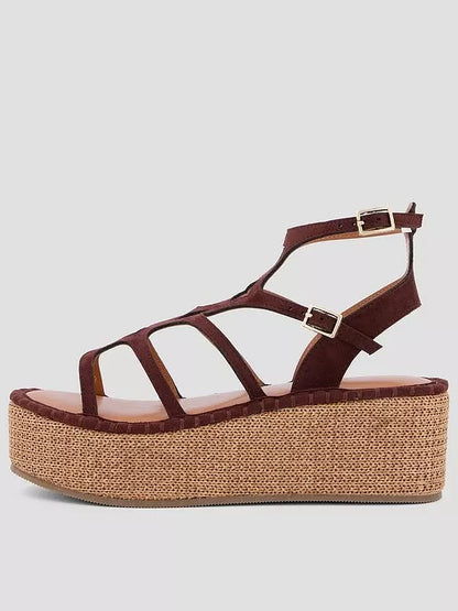 Gladiator Wedge Sandals -Brown