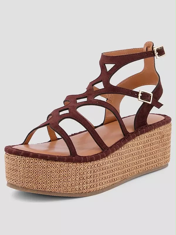 Gladiator Wedge Sandals -Brown