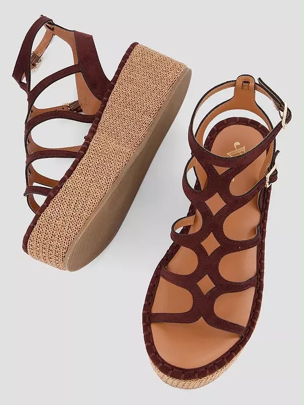 Gladiator Wedge Sandals -Brown