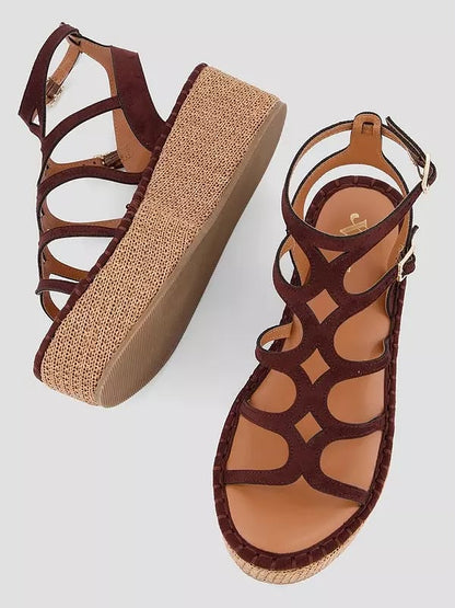Gladiator Wedge Sandals -Brown