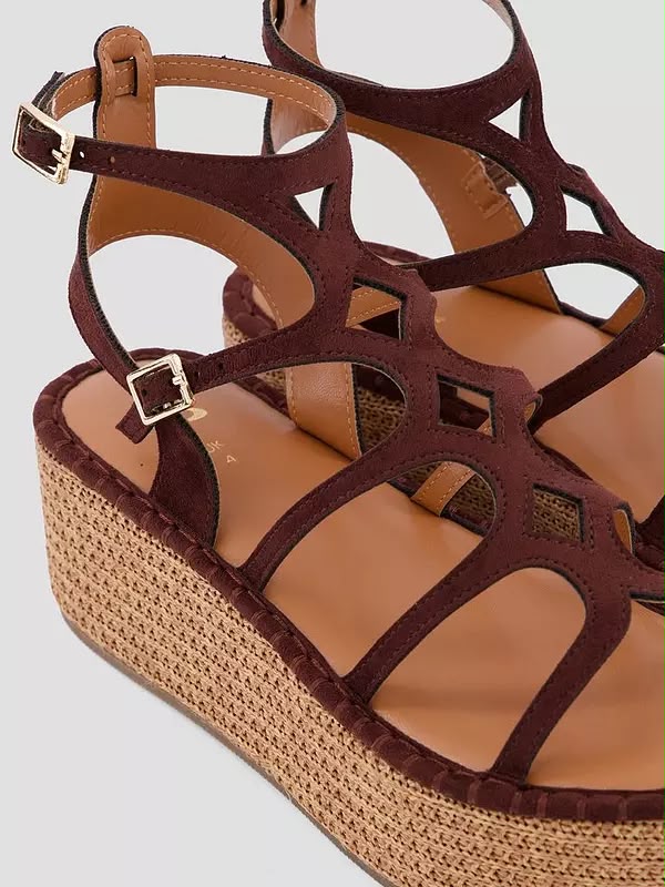 Gladiator Wedge Sandals -Brown