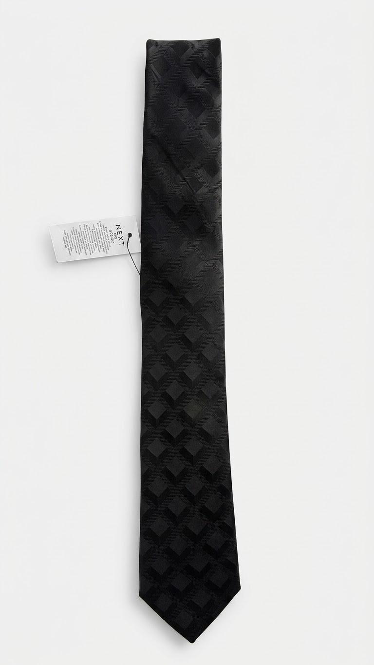 Geometric Jacquard Necktie Black