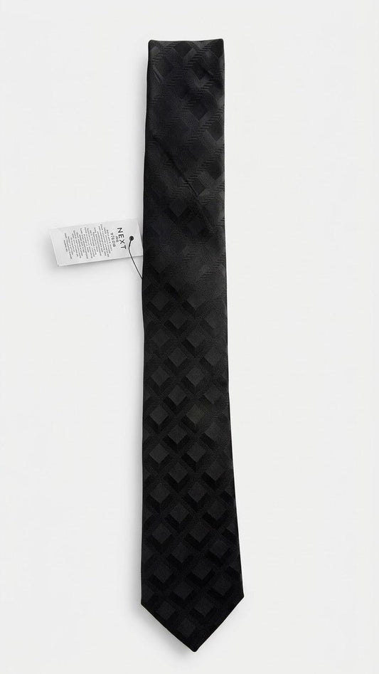 Geometric Jacquard Necktie Black
