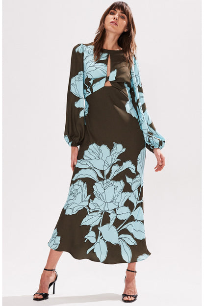 Mae Floral Twist Front Midi Dress