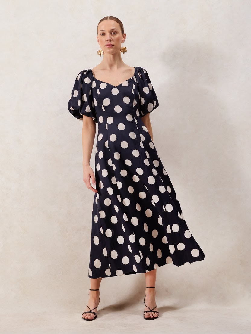Yasmin Ink Spok Puff Sleeve Dress